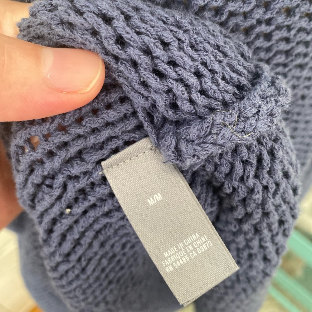 Aerie Boatneck Sweater Generous M Denim Blue Cotton Blend Open Weave NWOT - Picture 8 of 8